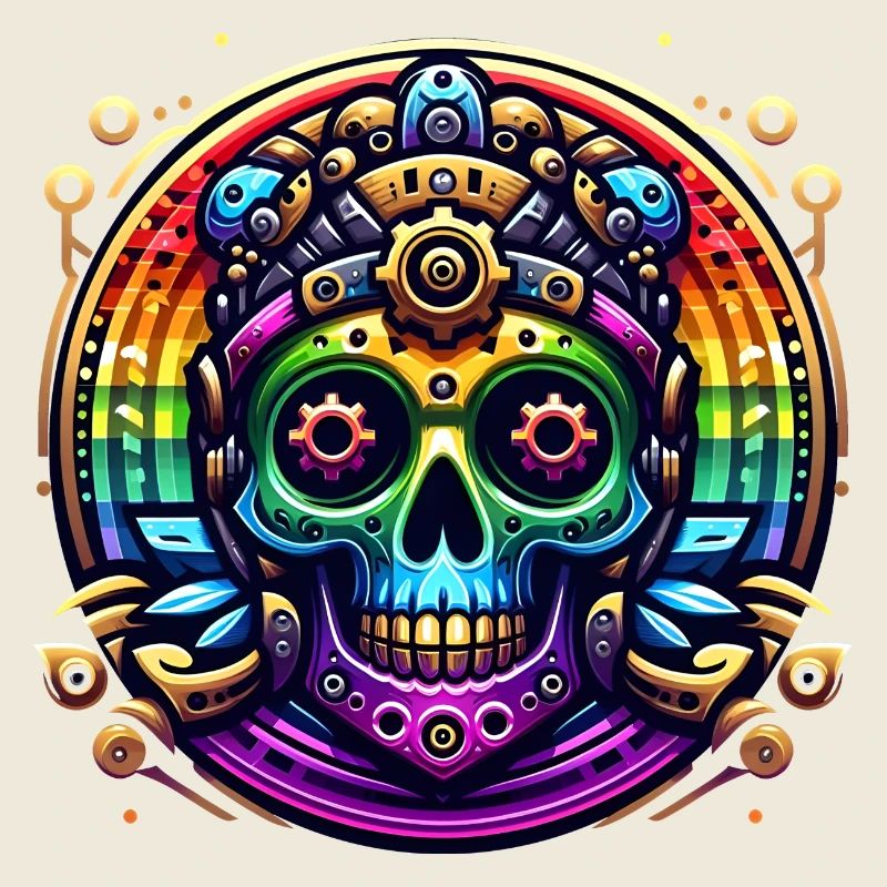 Metallic Rainbow Skull 2