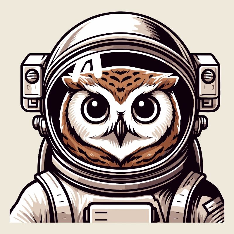 Un hibou astronaute de style dessin animé
