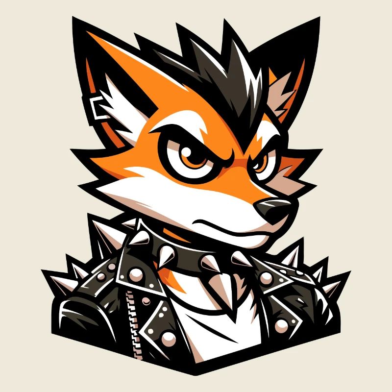 A cartoon style punk rock fox