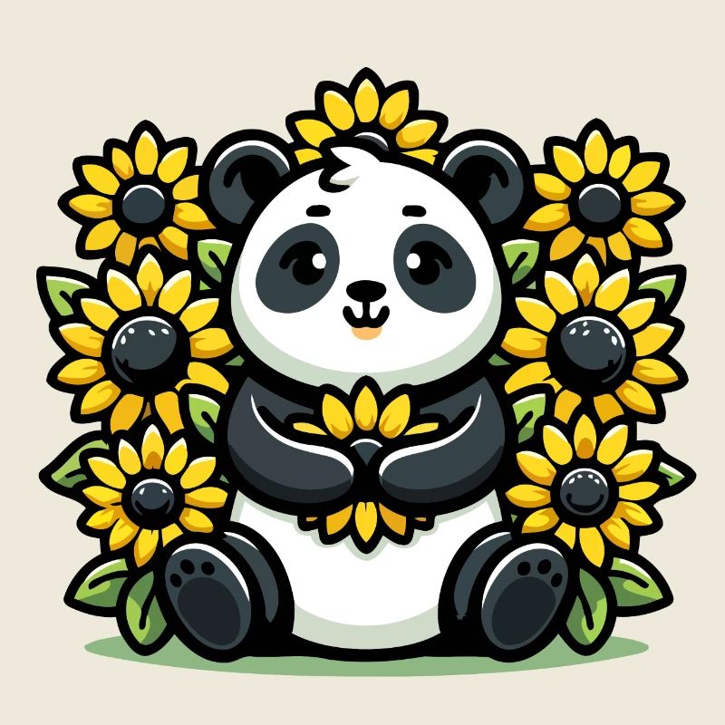 Panda in Bloom: Der Sonnenblumen-Begleiter