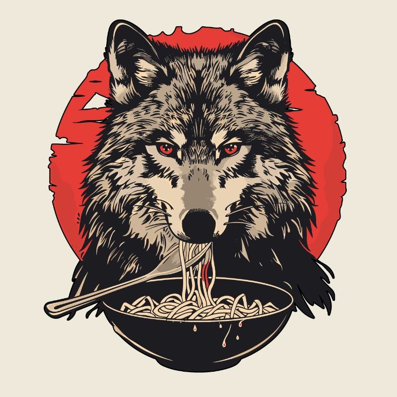 Wolf Ramen Nudeln Wolfkopf Wölfe