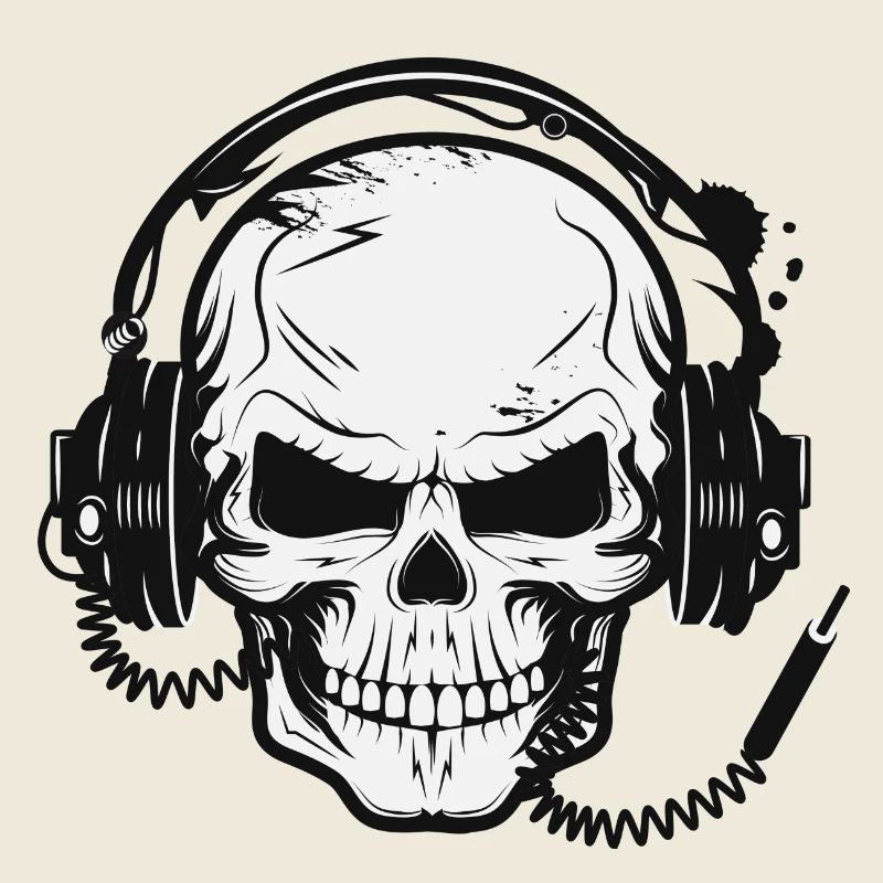 Schädel,Skull,Totenkopf mit Kopfhörer