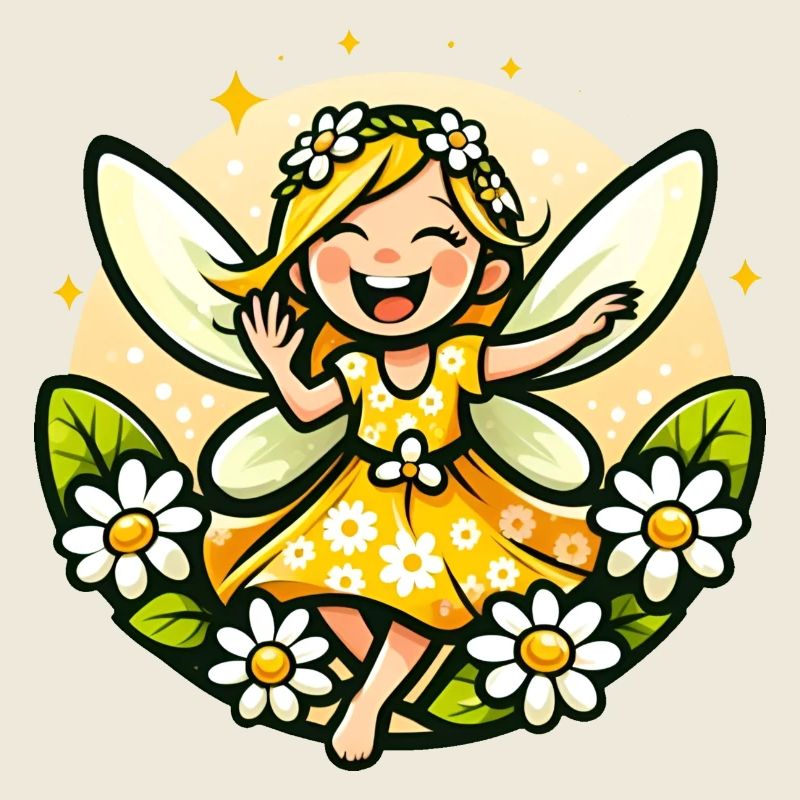Douce fée marguerite fille fleur sourire