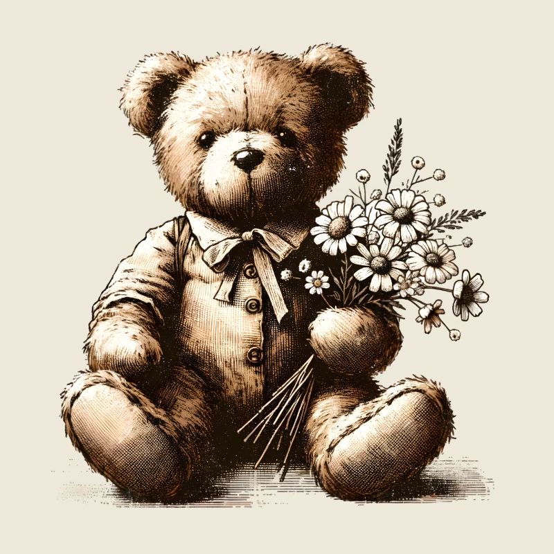 Teddy vintage avec des fleurs : une touche de nostalgie