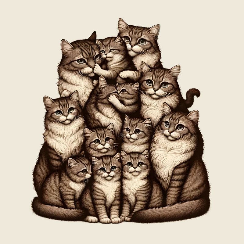 regroupement affectueux de chats et de chatons