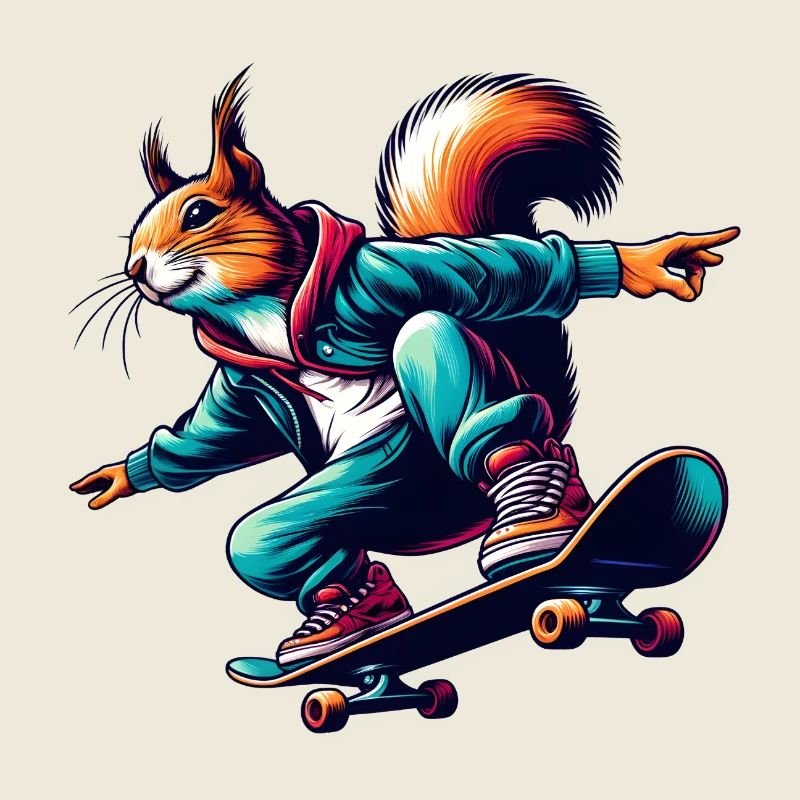 Cool squirrel on a skateboard
