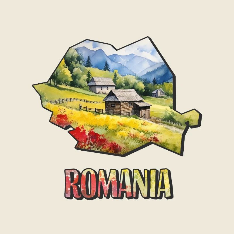 Carte à l’aquarelle Roumanie