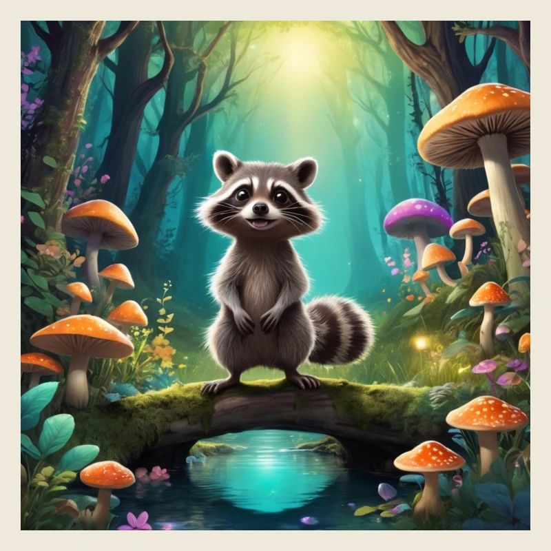 Raton laveur dans la forêt enchantée