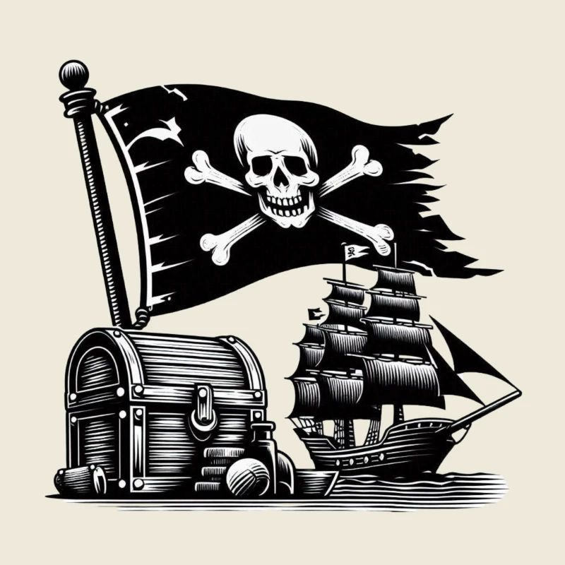 Aventure pirate avec crâne et bateau