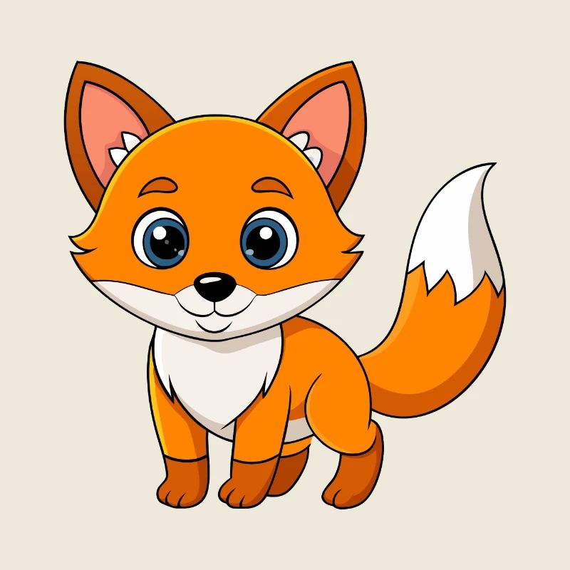 Fuchs Niedliches Maskottchen Zeichentrickfigur Kawaii