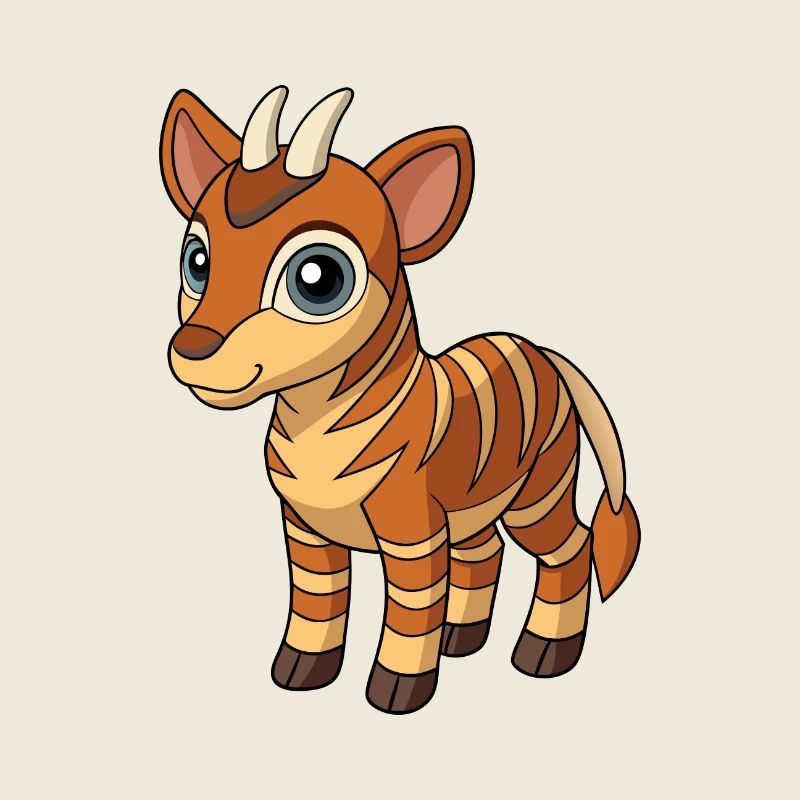 Okapi Mascotte mignonne Personnage de dessin animé Kawaii