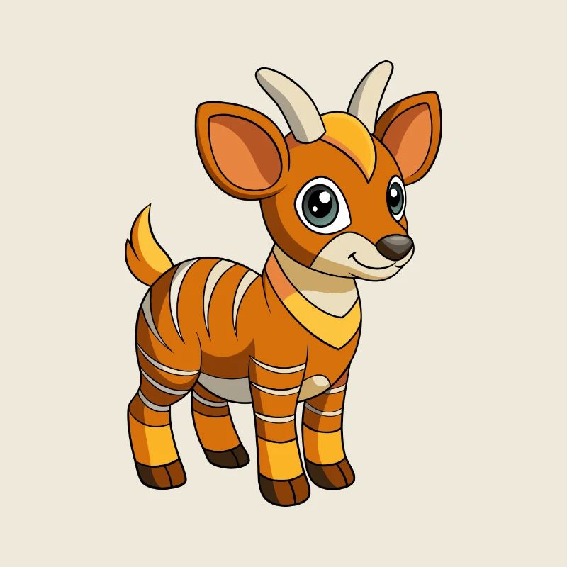 Okapi Niedliche Maskottchen Zeichentrickfigur Kawaii