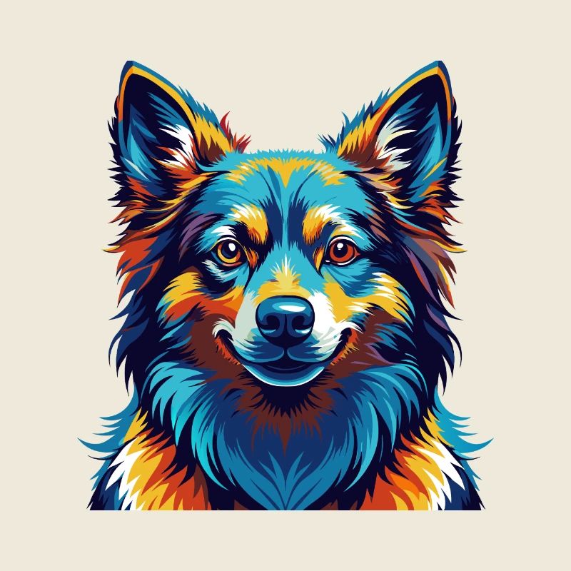 Nordischer Spitz Hunderasse Bunte Karikatur Kawaii
