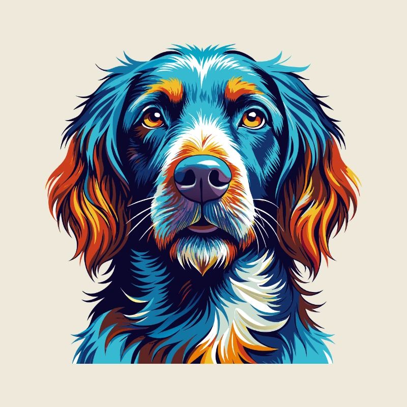 German Longhaired Pointer Dog Breed Cartoon Kawaii