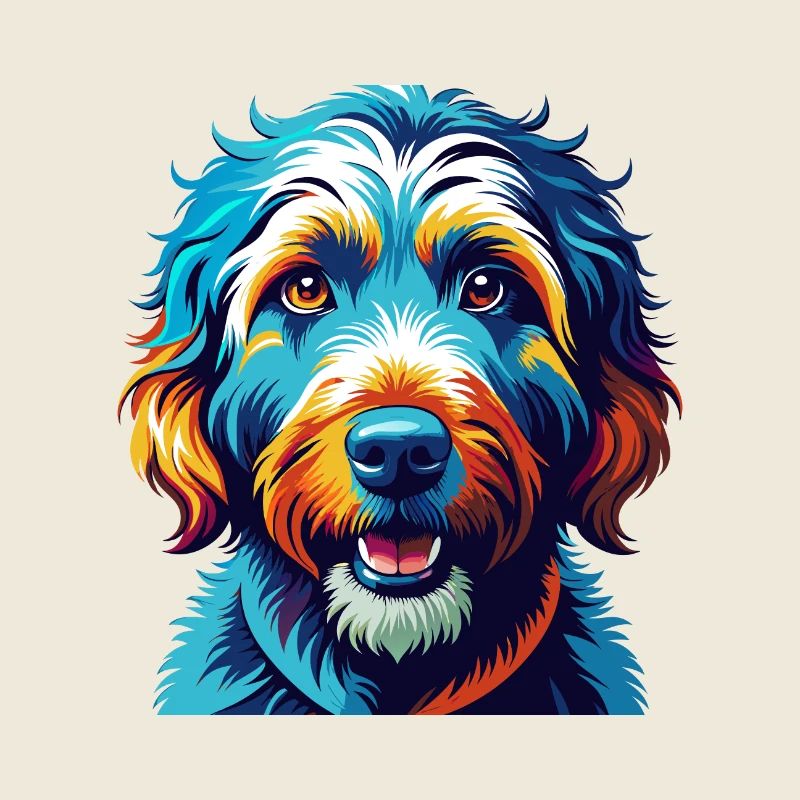 Labradoodle Hunderasse Bunte Karikatur Kawaii