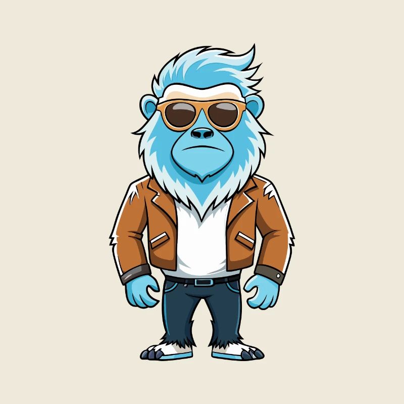 Yeti Funny Cartoon Kawaii Jacket Sunglasses