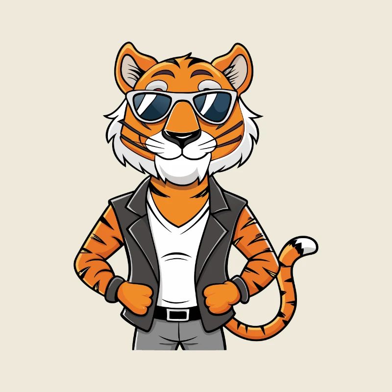 Tiger Funny Cartoon Kawaii Jacket Sunglasses