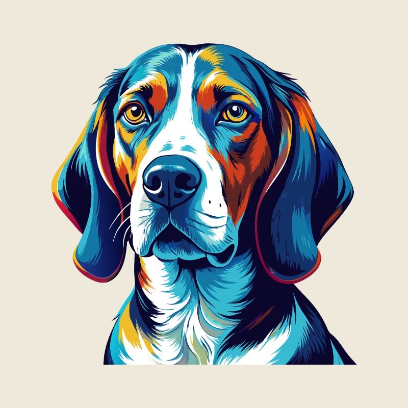 Treeing Walker Coonhound Chien Race Dessin animé Kawaii