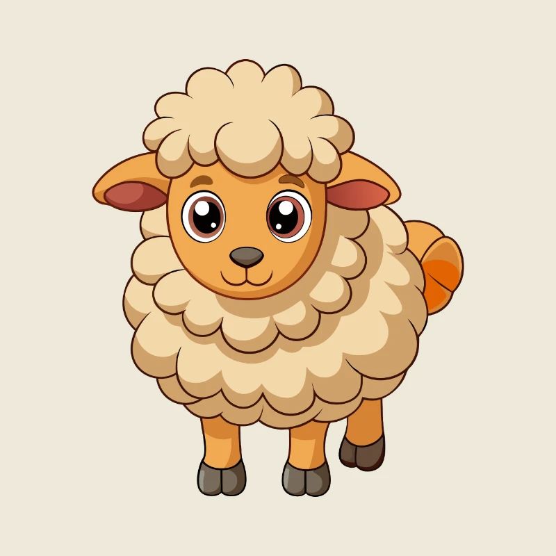 Sheep Cute Mascot Cartoon Character Kawaii