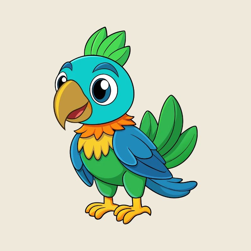 Parrot Cute Mascot Cartoon Character Kawaii