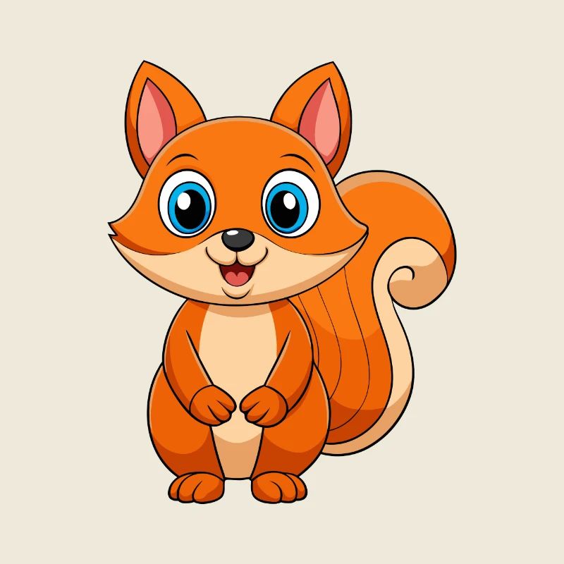 Squirrel Cute Mascot Cartoon Character Kawaii