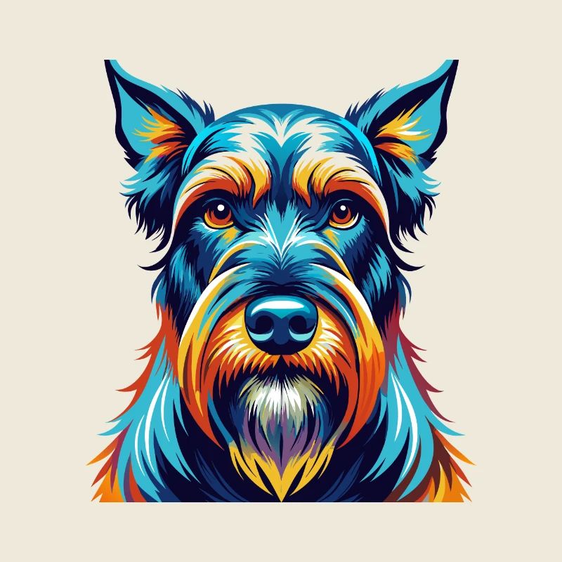 Schnauzer géant chien race dessin animé coloré Kawaii