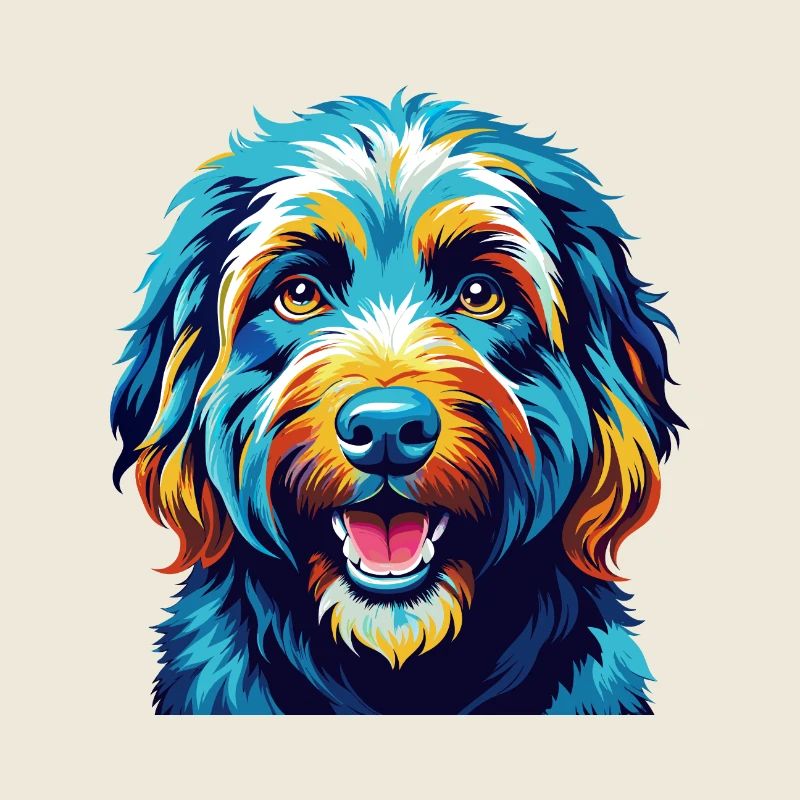 Goldendoodle Hunderasse Bunte Karikatur Kawaii