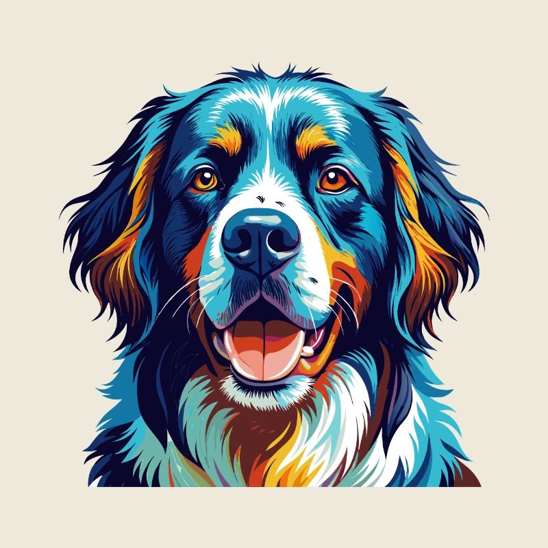 Landseer Hunderasse Bunte Karikatur Kawaii