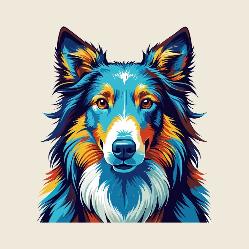 Raue Collie Hunderasse Bunte Karikatur Kawaii
