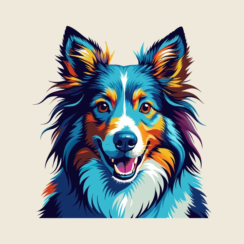 Sheltie Chien Race Coloré Dessin Animé Kawaii