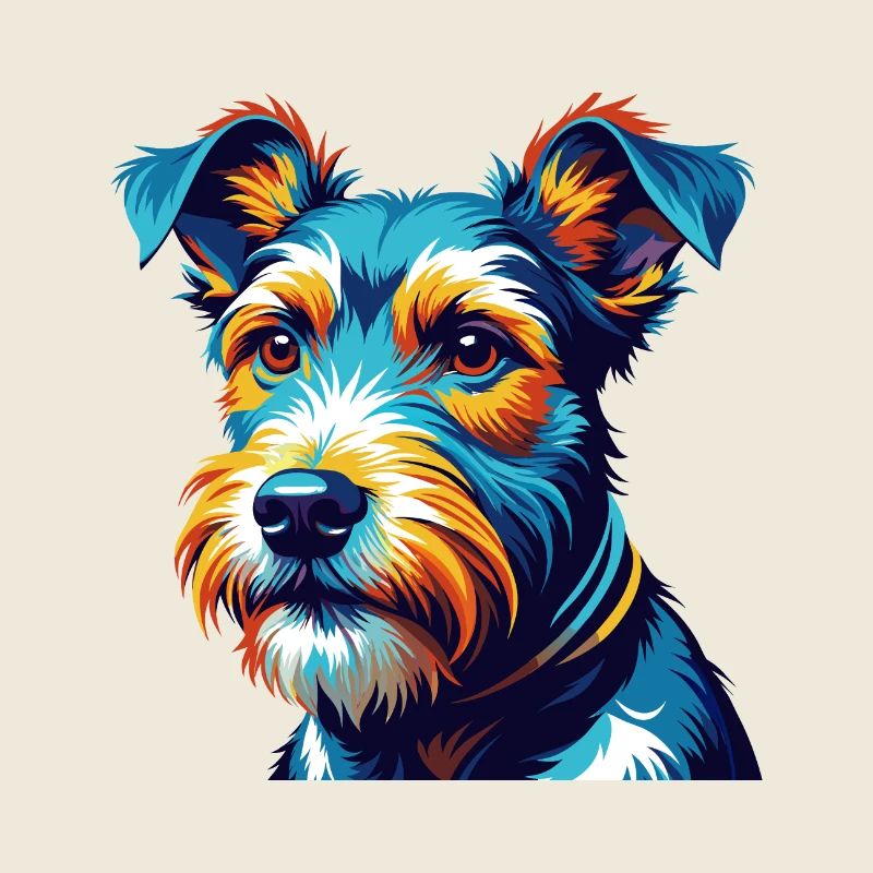 Wire Fox Terrier Dog Breed Colorful Cartoon Kawaii