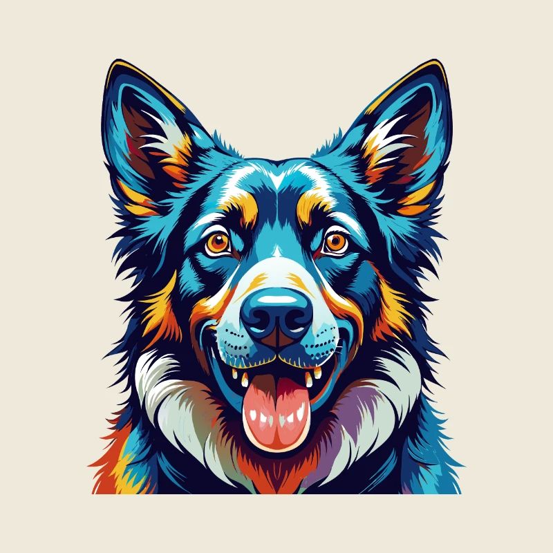 Schäferhund Rasse Bunte Karikatur Kawaii