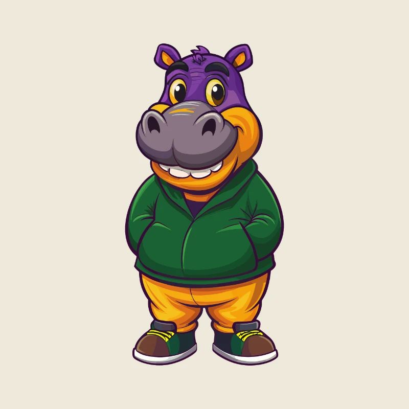 Nilpferd Lustige Kawaii Cartoon Figur Clipart