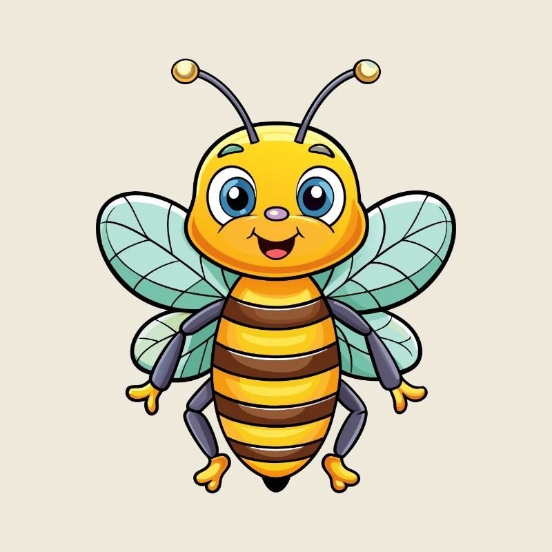 Bee Cute Cartoon Character Kawaii Clipart