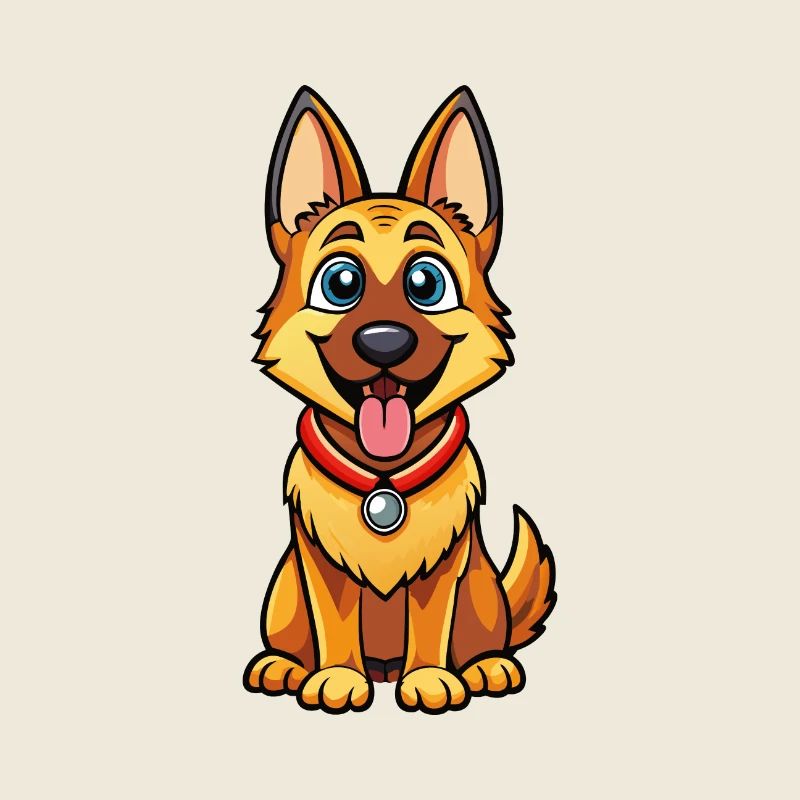 Deutscher Schäferhund Niedliche Karikatur Kawaii Clipart