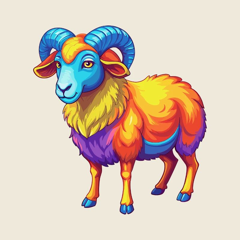 Ram Bunte Kawaii Cartoon Figur Clipart