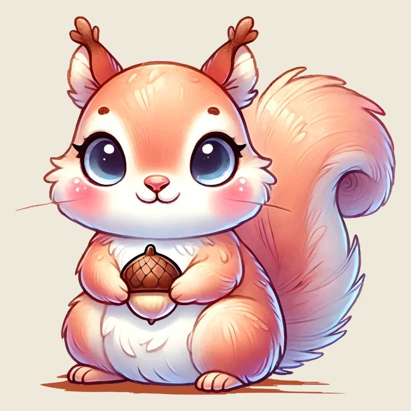 L’écureuil mignon avec sa nourriture préférée