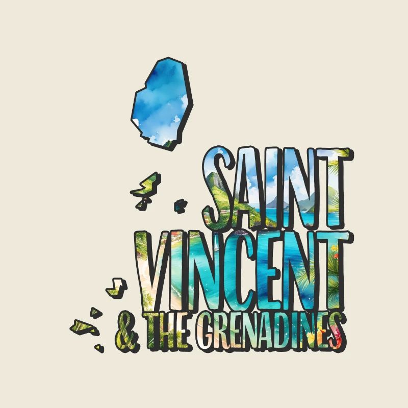 Watercolor Map Saint Vincent & the Grenadines