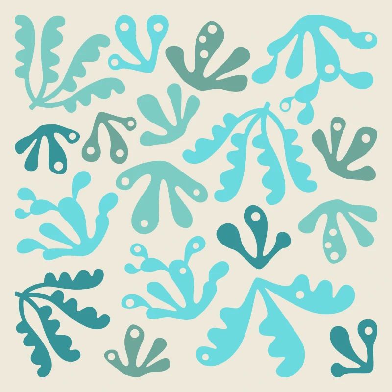 Abstract Coral L Blue Turquoise Tones