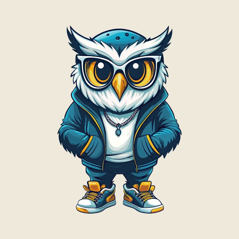 Eule Cool Cartoon Figur Kawaii Clipart