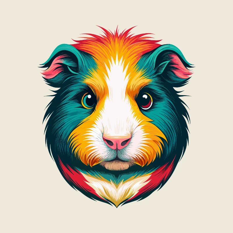 Cochon d’Inde mignon Kawaii dessin animé Clipart Visage d’animal