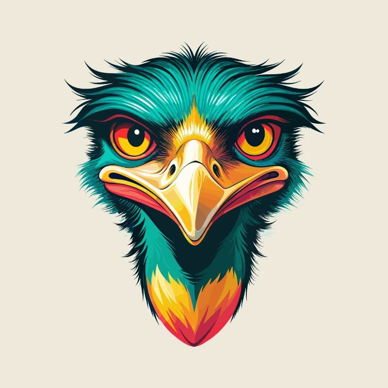 émeu mignon kawaii dessin animé clipart visage d’animal
