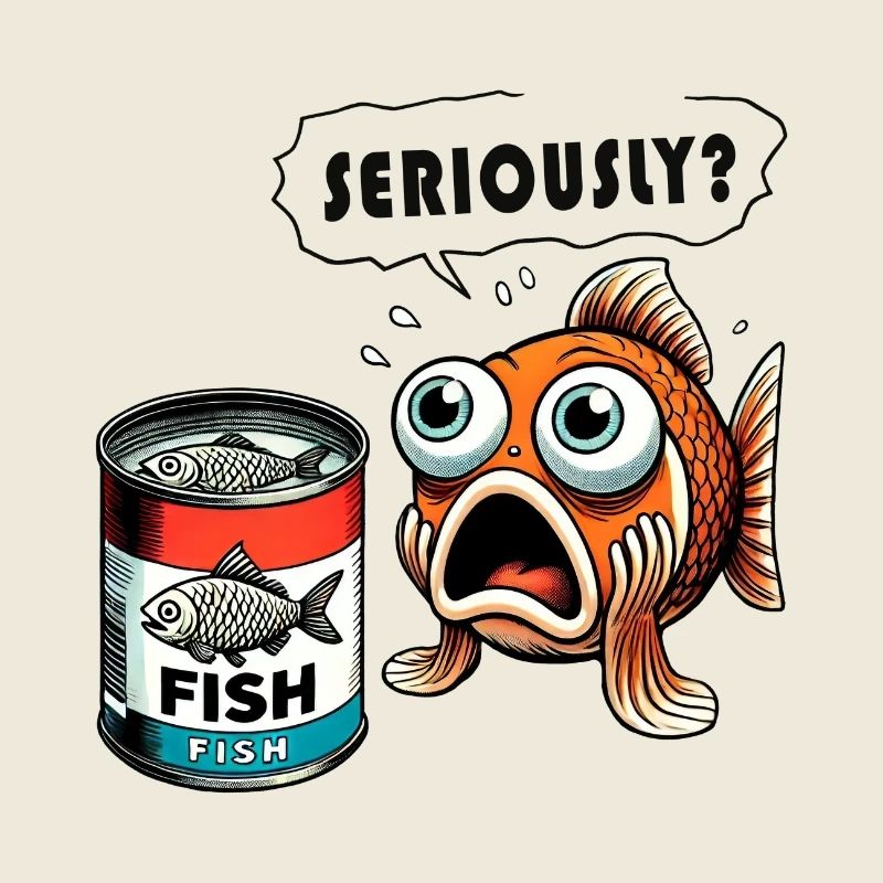 Design amusant de poisson en conserve
