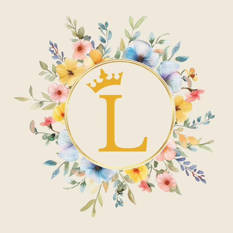 L Monogram, Cercle de fleurs, Personnalisable