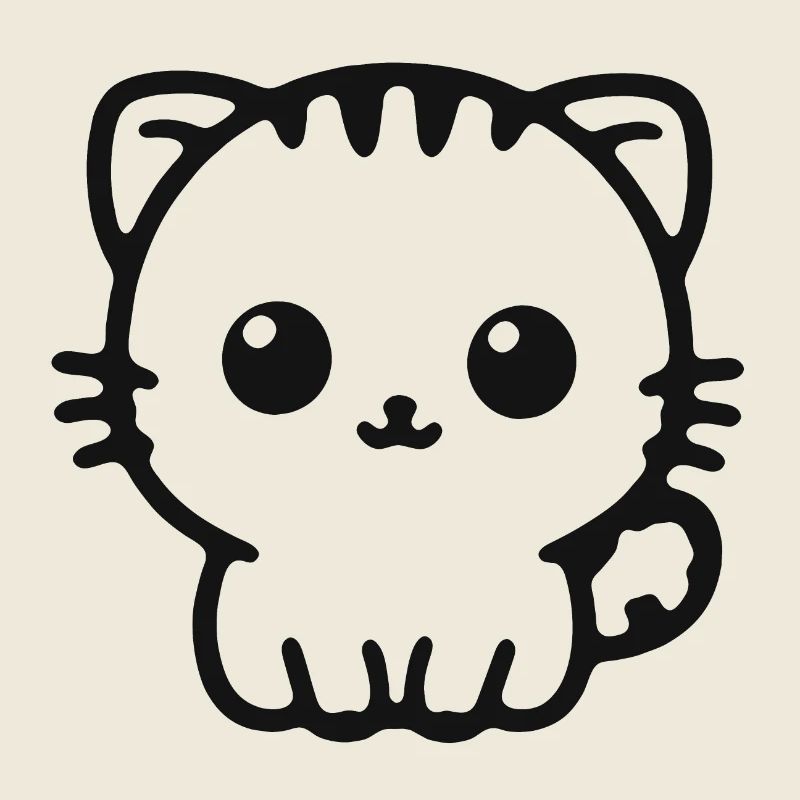Cuddly Kitten Line Drawing
