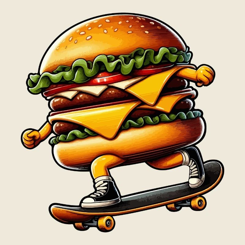 Cheeseburger Burger Skateboard Skater