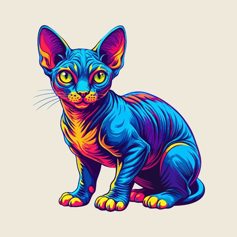 Devon Rex Chat Race Dessin animé Kawaii Animal Pet