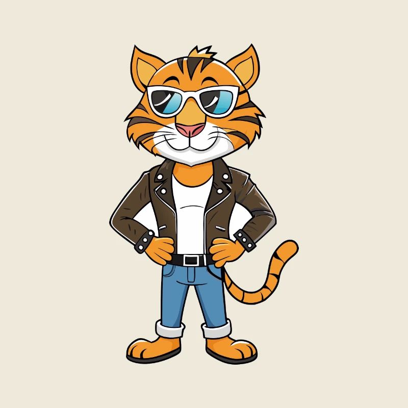 Tiger Funny Cartoon Kawaii Jacket Sunglasses