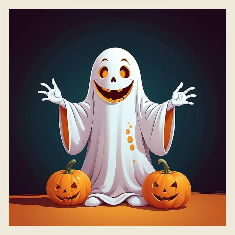 Fantôme d’Halloween avec des citrouilles