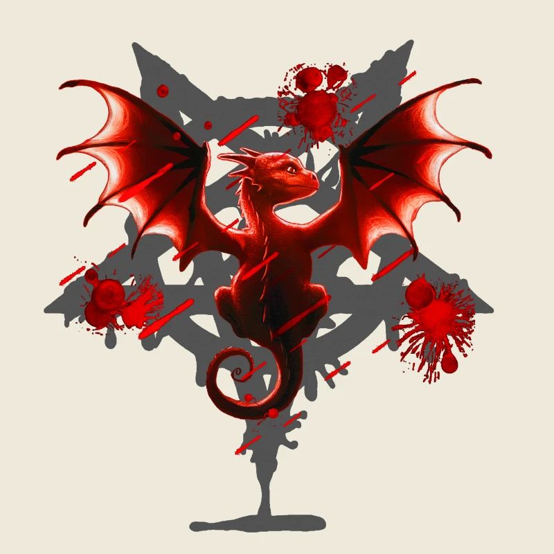 Drachen motive, pentagram muster, Blutflecken